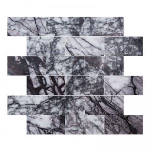 Rectangle Waterjet Mosaic Tile lilac black Marble Collection 2x 4