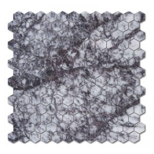 Hexagon Waterjet Mosaic Tile lilac black Marble Collection