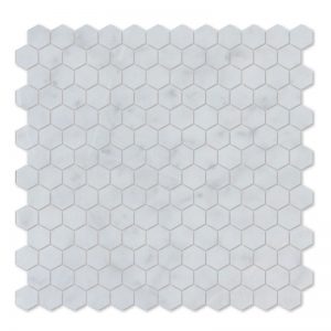 Hexagon Waterjet Mosaic Tile sky white Marble Collection