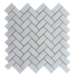 white marble mosaic tile Dolomite-Herringbone