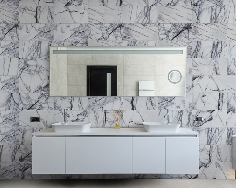 lilac marble bathroom