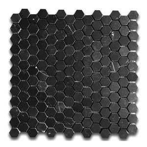 hexagon mosaic tile nero marquina marble