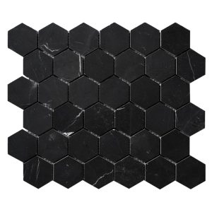 hexagon mosaic tile nero marquina marble