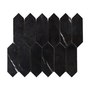 wave picket mosaic tile-nero marquina black marble collection